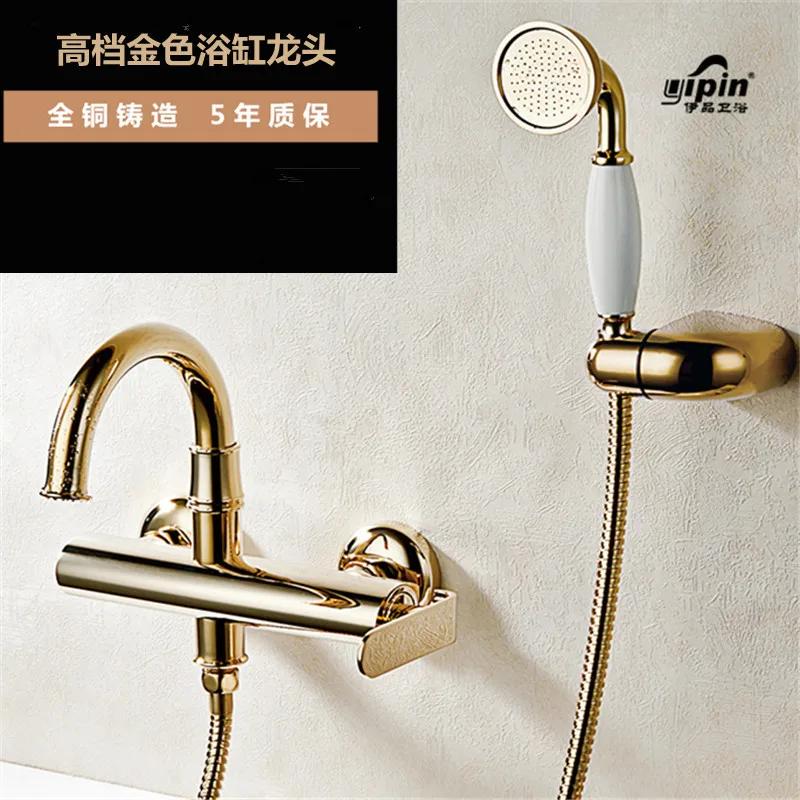 

Manufacturers selling all copper plating bath crock bibcock hang a wall golden bath crock bibcock bath shower shower set