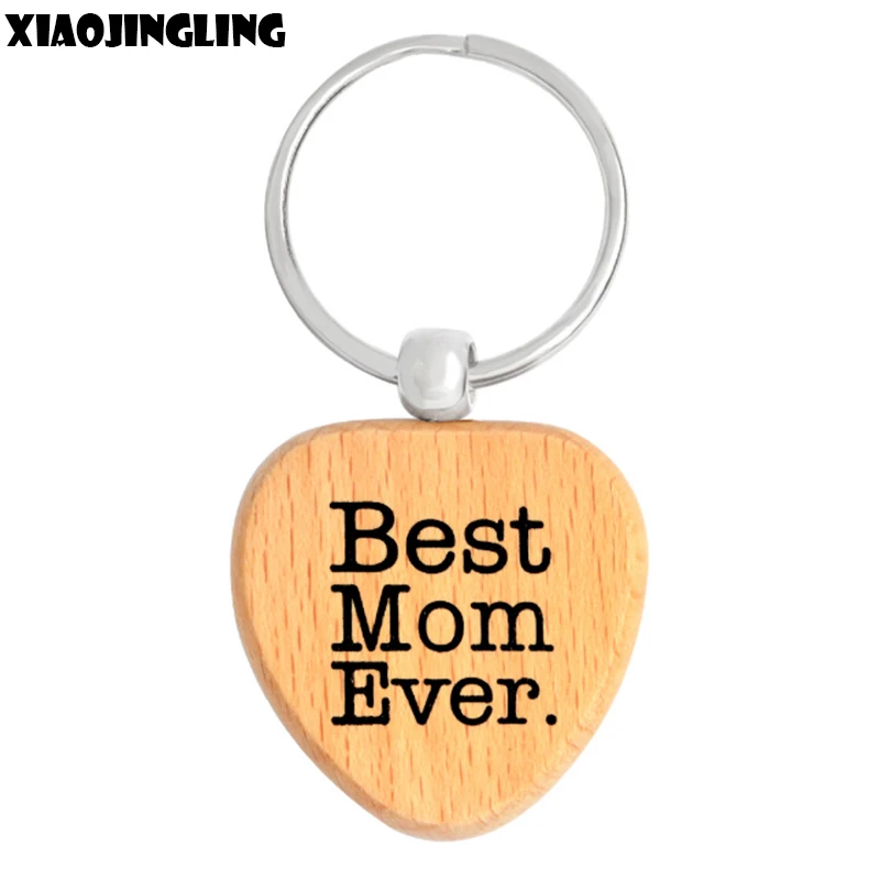 

XIAOJINGLING Personalized Fashion Wooden Keyring Keychain Best Mom Ever Charm Women Jewelry Keyfob Moms Gift Mothers Day Gifts