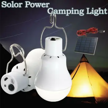 

20W Solar Panel Power LED Bulb Light Portable Outdoor Camping Tent Energy Lamp