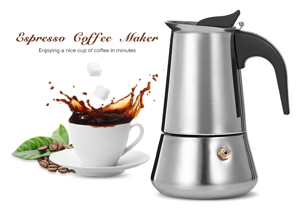 Stainless Steel Moka Coffee Pot Stovetop Espresso Maker