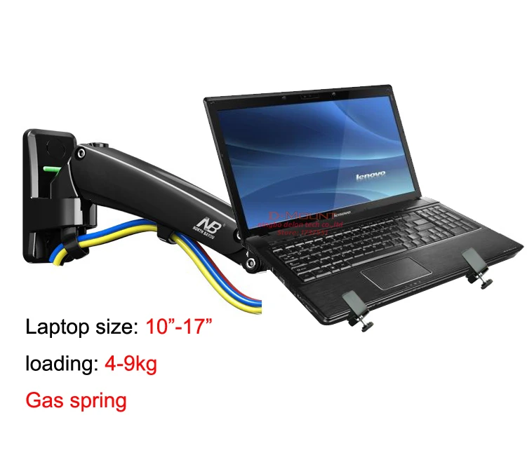 NB F20LP 4-9 кг полный движения газовая пружина Рычаг Регулируемый 1"-17" ноутбук настенный Стенд складной портативный алюминиевый установленный в стене - Цвет: black black