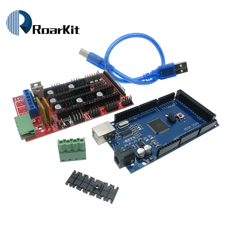Комплект Reprap Ramps 1 4 с Mega 2560 r3 + Heatbed mk2b ЖК контроллер 2004 Драйвер A4988 торцевые