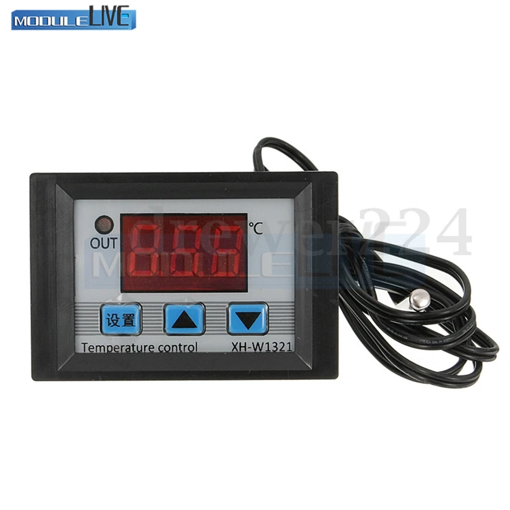 

XH-W1321 DC 12V 10A LED Digital Temperature Thermostat Controller 10A Thermomter Control Switch Waterproof NTC Sensor Meter