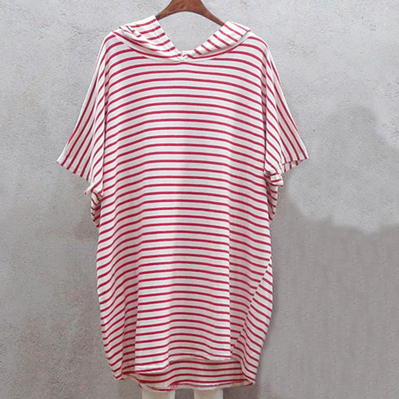 

Summer dress women plus size dress Bust 114cm mini striped 2 colors