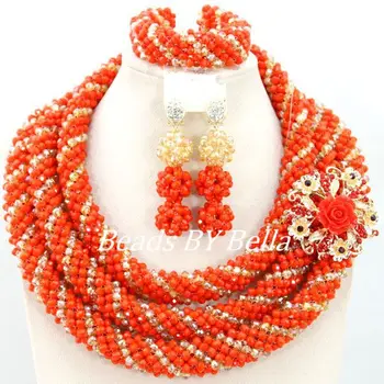 

Luxury Wedding Fashion Bridal Jewelry Set Handmade Crystal Beads Jewelry African Women Fashion Jewelry New Free Shipping ABY352