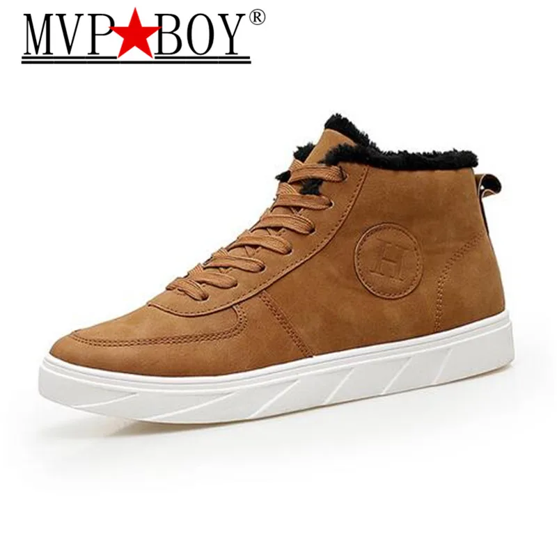 

MVP BOY New high top men shoes winter warm plush fur sneakers walking Jogging Athletic zapatillas hombre snow boots black gray