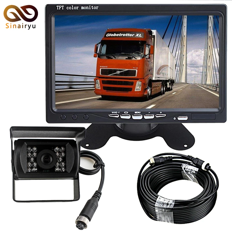 

Sinairyu Bus Truck RV Vehicle IR LED Rearview Backup Reverse Camera Weatherproof + Remote Control 7" LCD Color TFT Monitor 800*4