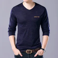 New arrival 2017 Autumn Men Casual long sleeve T-shirt men V neck men’s render knitted Sweater Tops Tees men’s clothing MQA13