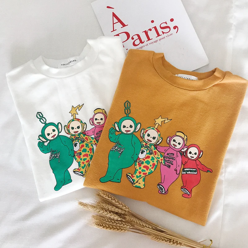 Футболка Teletubbies Kawaii Милая футболка женская одежда в английском стиле футболки
