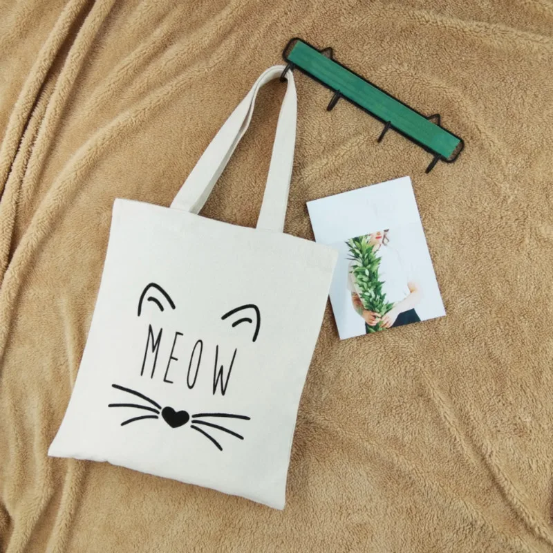 Тканевая сумка серии Cute Cat многоразовая продуктовая Большая складная для покупок