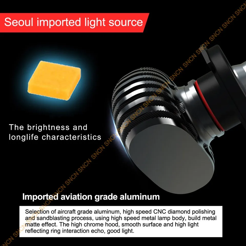 SNCN N1 2 шт. DC12V 25 Вт 4000лм H13 9005 9006 H10 9012 Автомобильный светодиодный головной фонарь комплект передних фар авто лампа все в одном