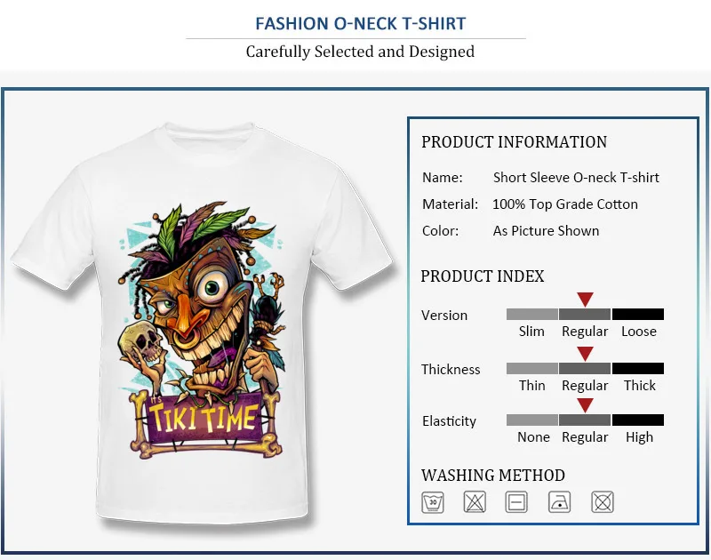 Design Tops T Shirt Fashion Round Neck Short Sleeve Tiki Man Cotton Fabric Men T-shirts Family Summer/Autumn Tee Shirt