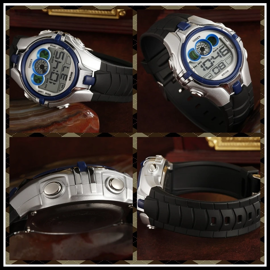 OHSEN Boys Kids Children Quartz Sport Watch Alarm Date Chronograph Watches LED Back Light Waterproof Wristwatch Student Clock (33)