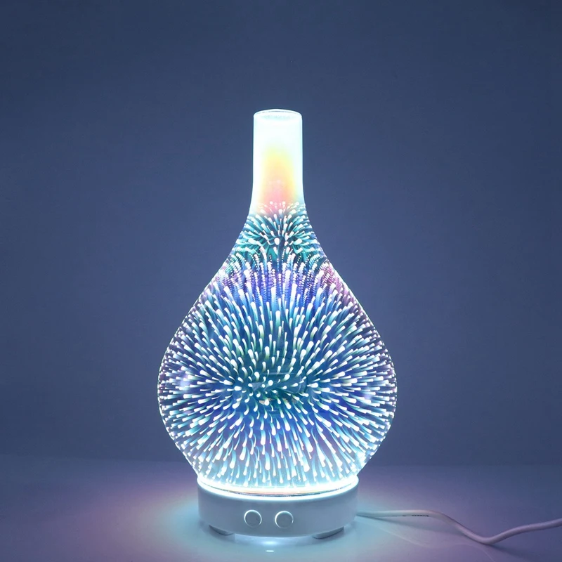 

3D Firework Glass Vase Shape Air Humidifier with 7 Color Led Night Light Aroma Essential Oil Diffuser Mist Maker Ultrasonic Hu