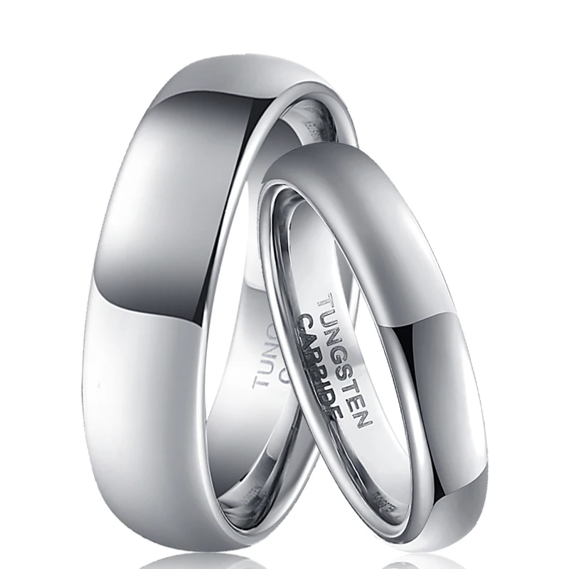 

Silver Rings Set for Lovers 6mm Tungsten Wedding Band for Boy 4mm Fashion Rings for Girl Size 4 to 14