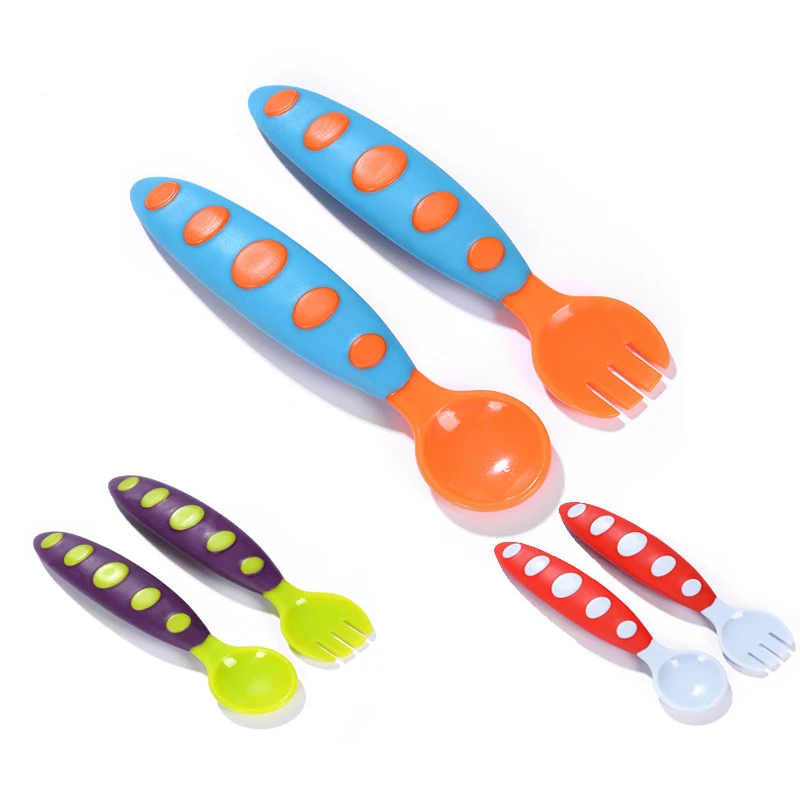 

Baby Utensils Solid Feeding Spoon And Fork Feeding Spoon Dinnerware Set infant Dishes with Storage Learning Flatware Bowl Tools