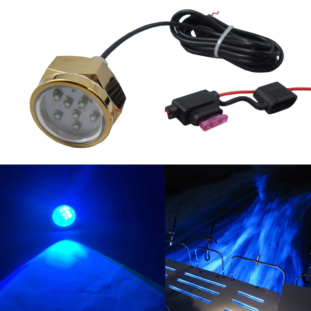 1 set Blue IP68 Waterproof 9 LED 27W Brightness Underwater Light Boat