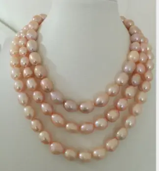 

elegant11-12mm south sea baroque gold pink pearl necklace 38inch 925s