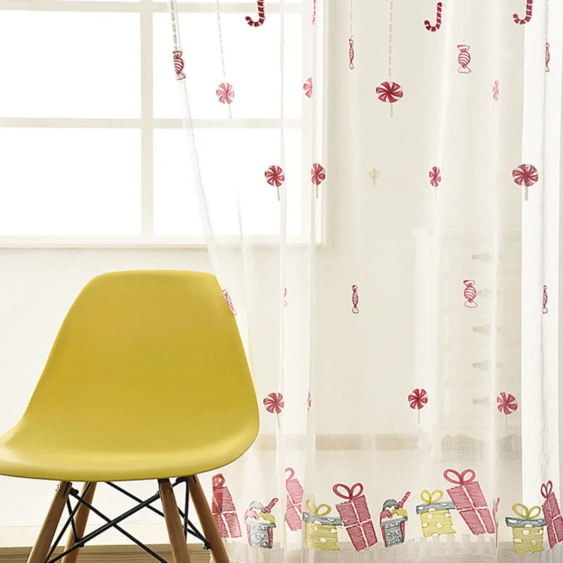 Корейский стиль окна экран Вышитые Розовые подарочные коробки для конфет тюлевые занавески для девочек готовая спальня пользовательские жалюзи M094#30 - Color: Tulle
