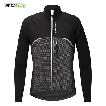 

WOSAWE Black Reflective Cycling Jackets Winter Thermal Fleece Windproof/Waterproof Long Sleeve Jersey Wear Cycling Clothing