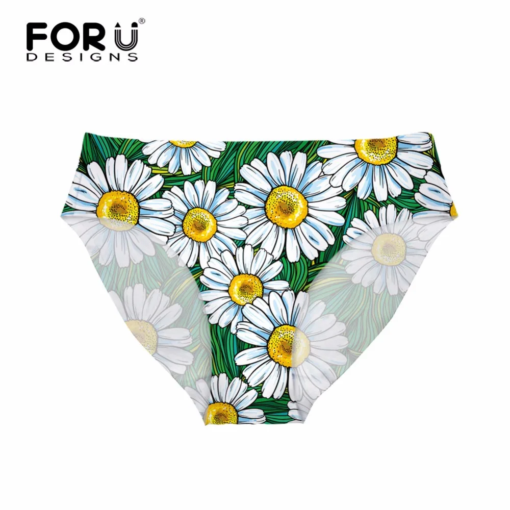 

FORUDESIGNS Brazil Bikini Bottoms Swimwear Separates Floral Chrysanthemum Printing Swimming Trunks Women Sexy Brazilian Panties