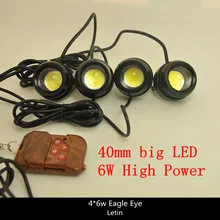 Большой 40 мм высокой мощности 4x6 Вт Светодиодная Вспышка стробоскоп орлиный глаз передняя решетка заднего reveese DRL огни, с 16 режимами дистанционного Строб-контроллер