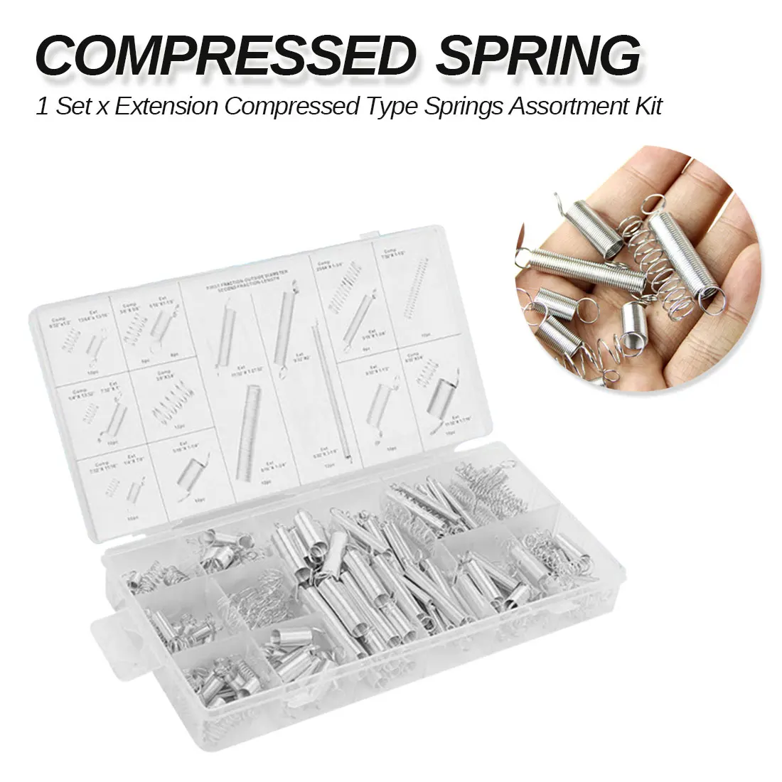 

200pcs Spring Assortment Set Zinc Plated Steel Compression Carburetor Extension Springs