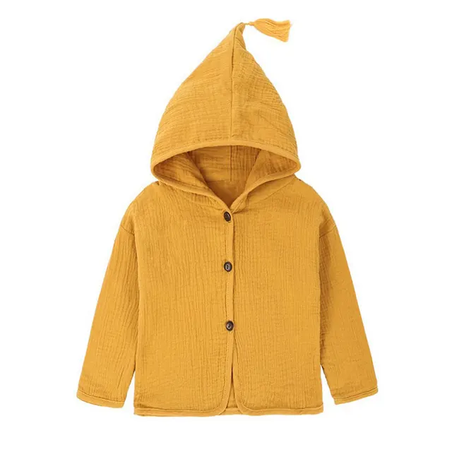 Tops Shirt Girls Jackets Kids 2019 New Baby Boys Clothing Tassel Hat Design Cotton Linen Children Cardigan 1-6Y Blouse Toddler yellow