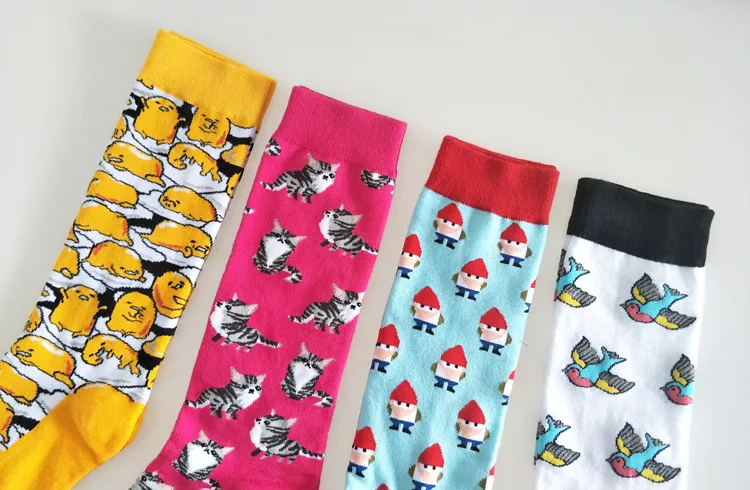 Cartoon Gudetama print socks house swallow cat cute fun men cotton sock autumn winter sporting casual absorb sweat breathable