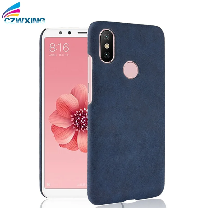 Оригинальный чехол для Xiaomi mi A2 из искусственной кожи жесткий Пластик задняя