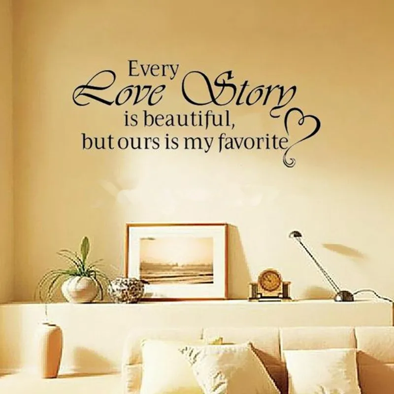 Романтическая наклейка для спальни, красивая виниловая наклейка на стену с надписью "каждая история любви" для украшения дома