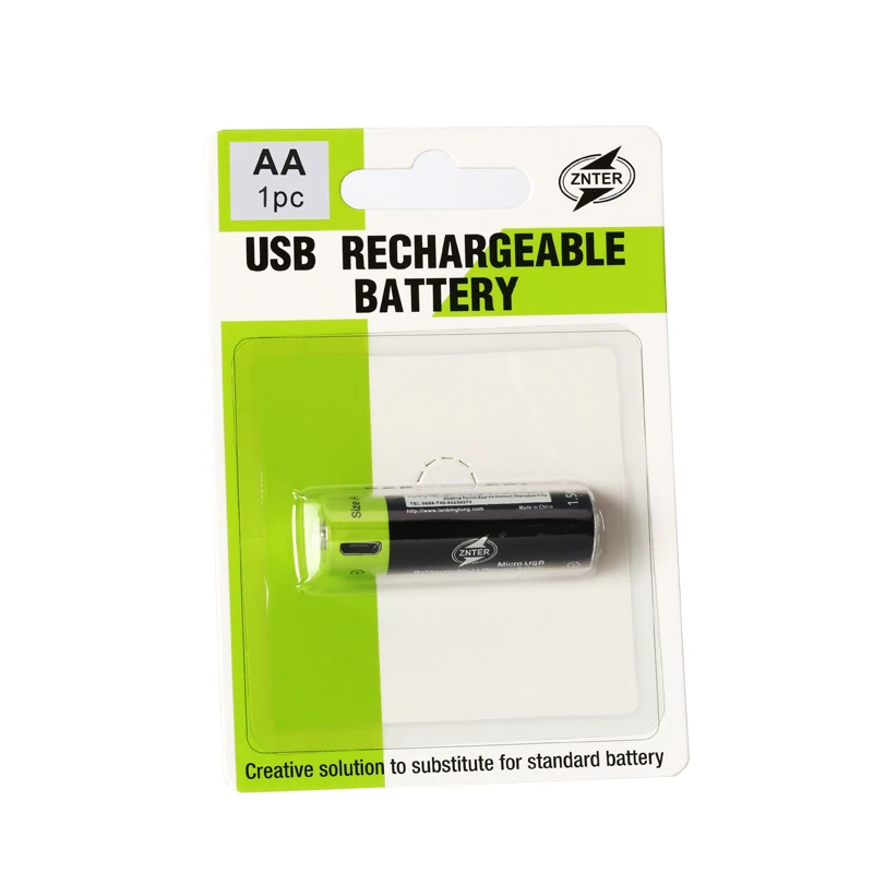 ZNTER 1 шт. 5 в AA перезаряжаемая батарея 1250 мАч USB литий полимерная Быстрая зарядка