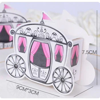 

50pcs/lot Beautiful Pumpkin Carriage Wedding Candy Box Cute Fairy Tale Pink White Cartoon Car Candy Box Wedding Gift Decoration