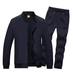 2019 Модный осенне-зимний мужской спортивный костюм куртка + брюки спортивный костюм комплект из 2 предметов спортивная мужская одежда