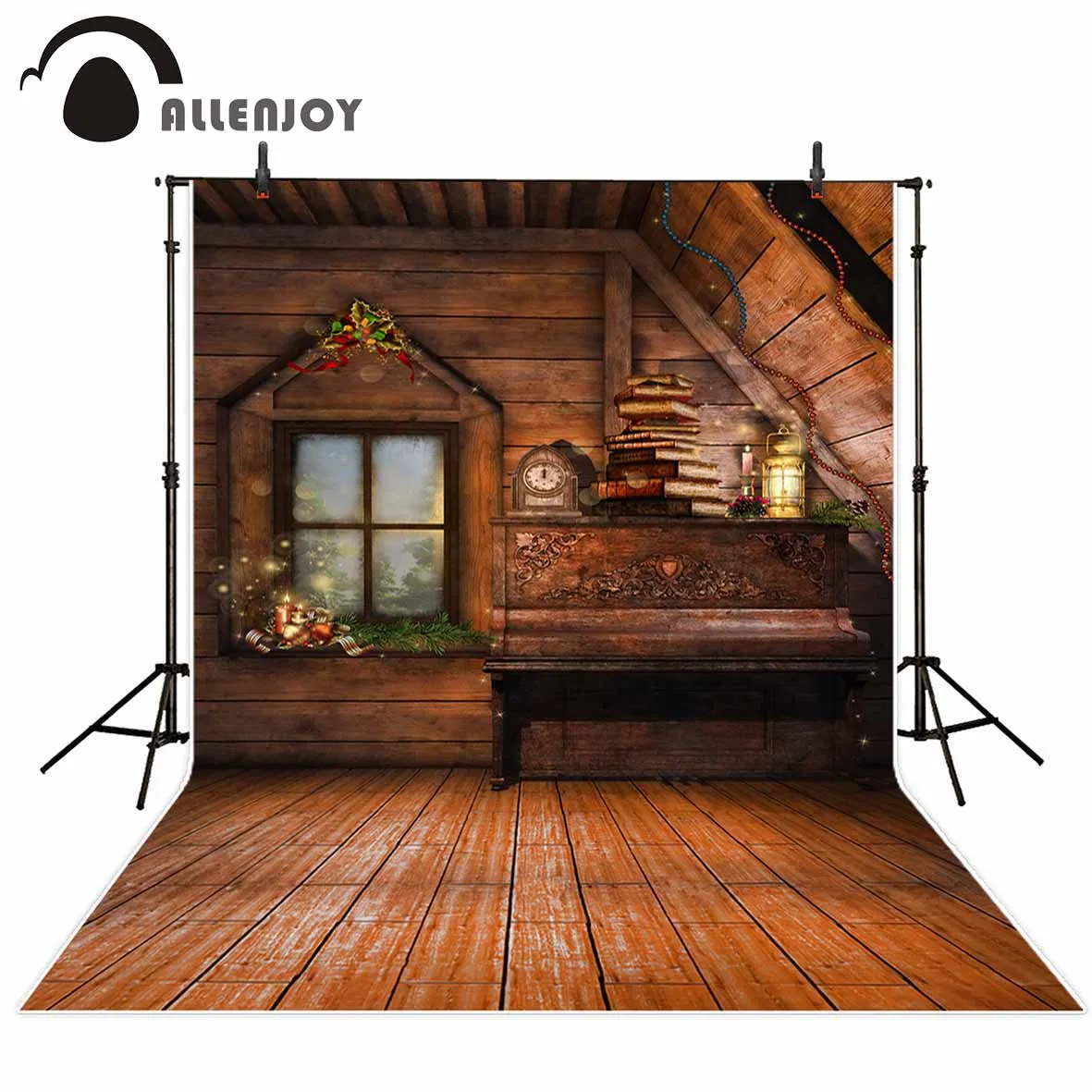 Allenjoy photography backdrop Christmas decorations vintage Piano alarm clock background for photo studio camera fotografica Allenjoy photography backdrop Christmas decorations vintage Piano alarm clock background for photo studio camera fotografica