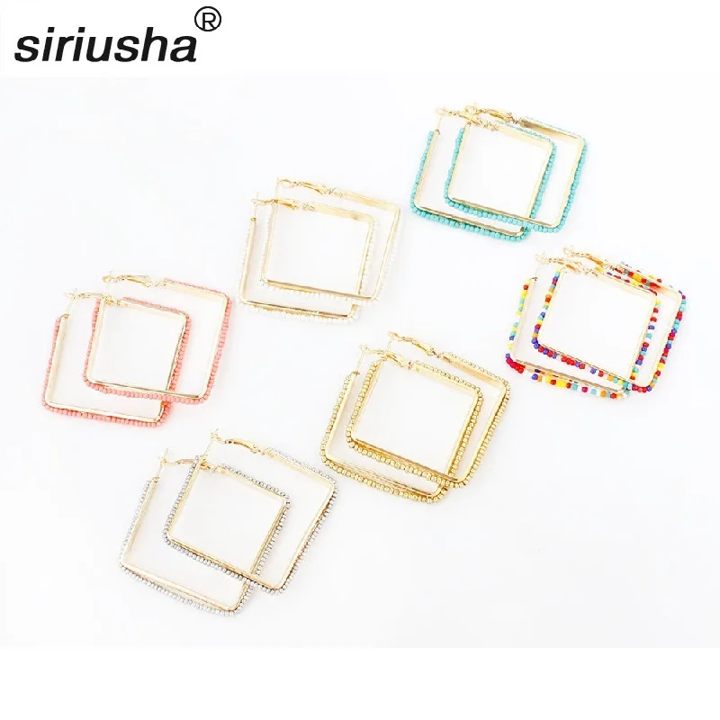 

Bohemian ethnic style earrings European and American explosions shaped rice beads handmade earrings wholesale Y809