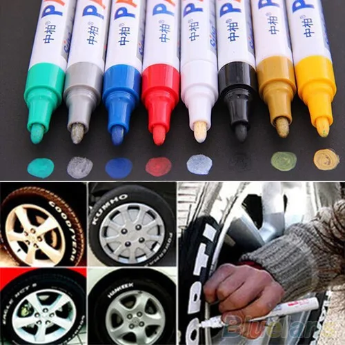 12 цветов водонепроницаемый автомобильных шин протектора резиновый металлический маркер с перманентной краской ручка 8CMP