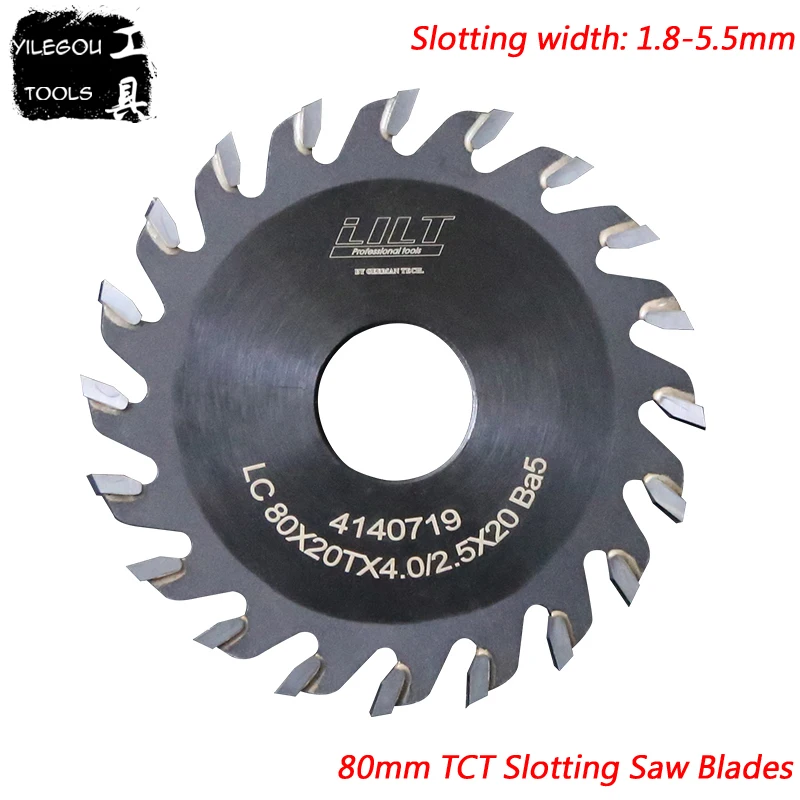 80 мм TCT шлицевые пильные диски 80x20 мм TCT пазовые пильные диски 20 зубьев фреза для дерева, толщина от 1,8 до 5,5 мм, диаметр отверстия: 20 мм