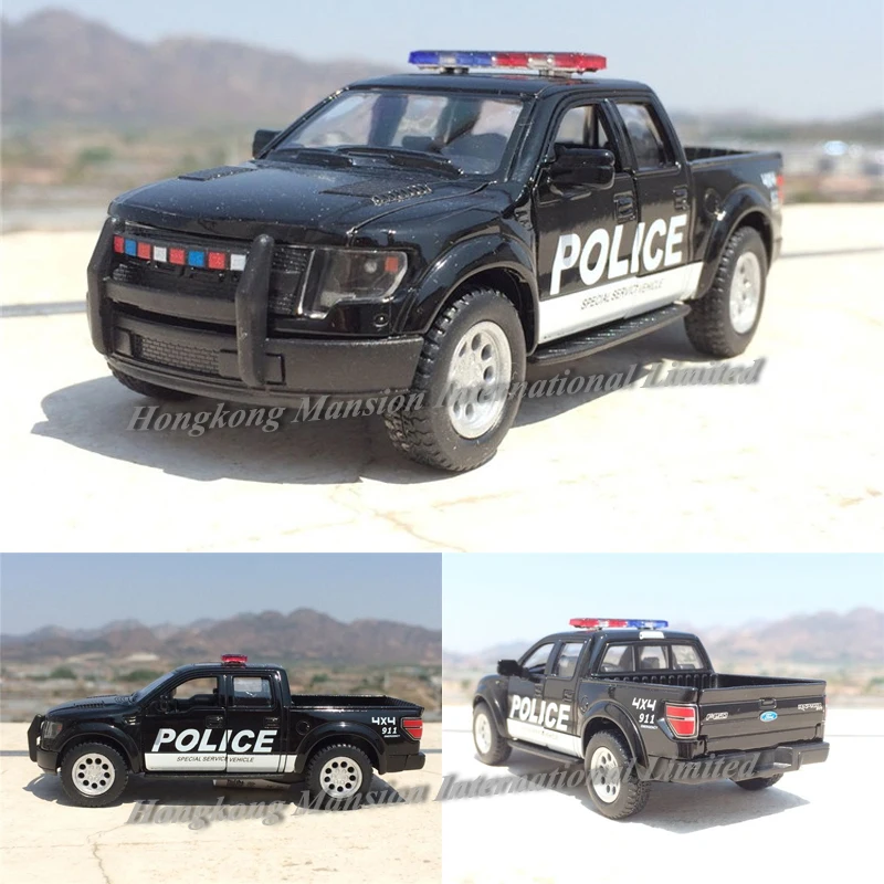

1:46 Scale Diecast US Police & Fire Fighter Car Model For Ford F-150 SVT Raptor Pickup Collection Pull Back Alloy Metal Toys Car