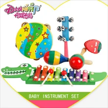 DANNIQITE 5pcs/set Toy Musical Instrument Kids Toys Wooden Handbell Hammer Musical Instruments Sets Children Gift