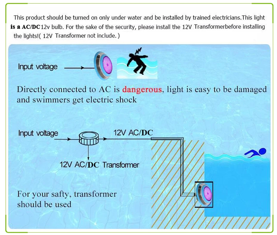 RAYWAY 40 W 340 светодиодный s бассейн свет IP68 AC12V Водонепроницаемый светодиодный наружного освещения RGB Подводное светодиодное освещение пруд
