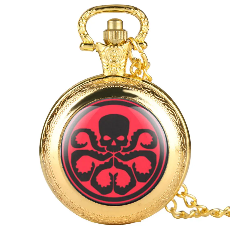 

Marvel Hydra Quartz Pocket Watch Men Necklace Pendant Casual Fob Watches Clock for Kids Male 2019 New Style Gifts