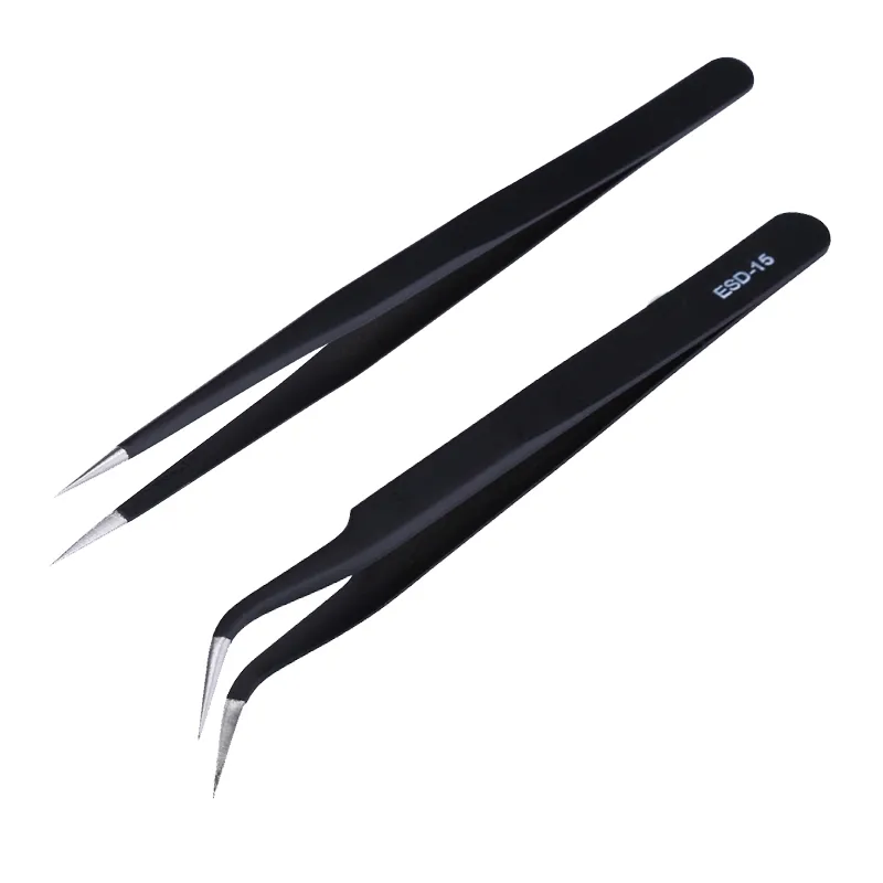 1X Electronics Tweezers Set Hard Thick Stainless Steel Precision Repair Tools TD 