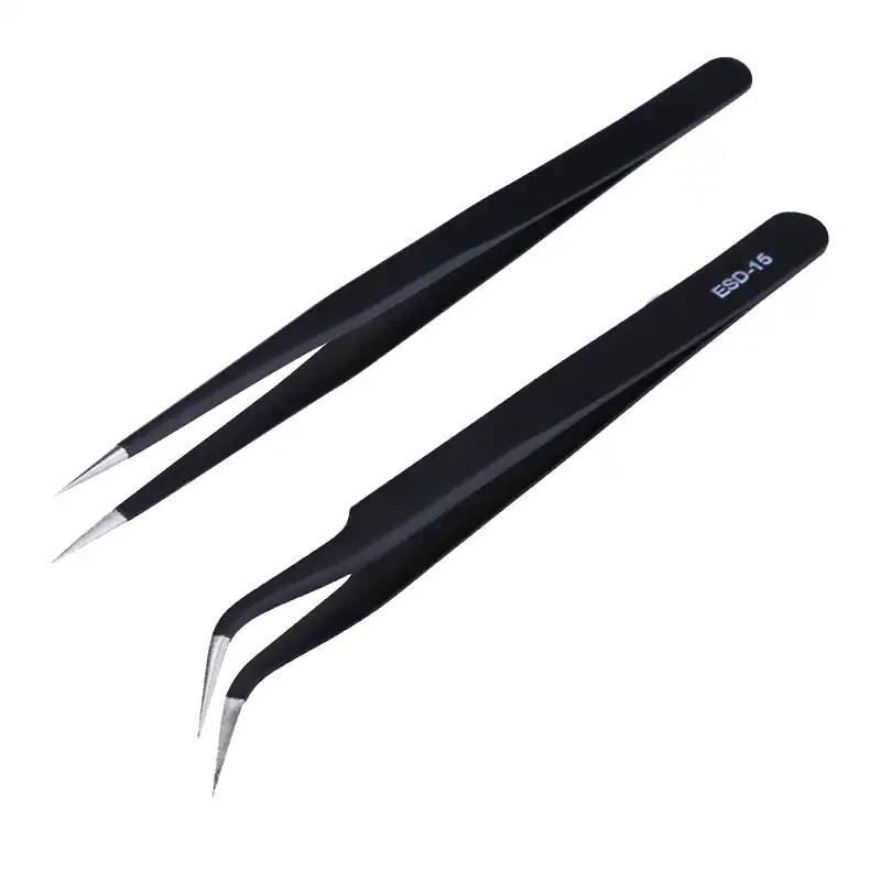 Juego de Pinzas de precisión antiestática, 2 unidades por lote, Pinzas de  acero inoxidable, Pinzas ESD, herramientas electrónicas de reparación| tweezers for electronics|tweezers settweezer stainless - AliExpress