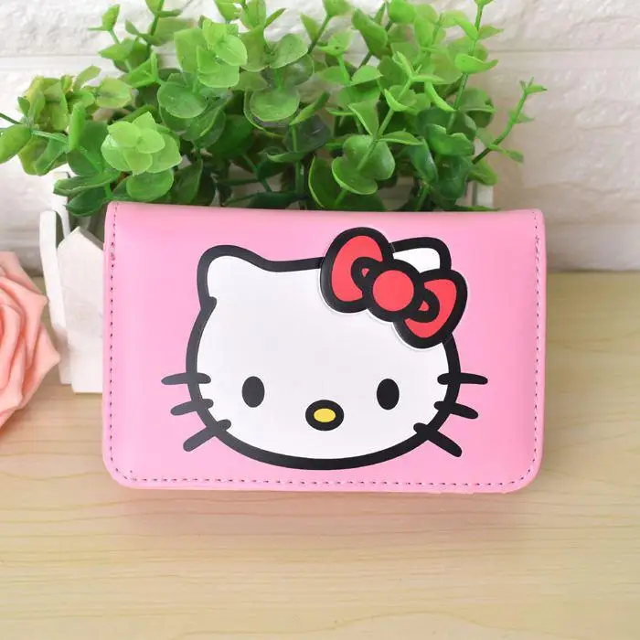 Милый мультфильм hello kitty известный бренд дизайнерский кошелек женские кожаные кошельки для девочек клатч кошелек дамские вечерние кошелек держатель для карт - Цвет: 14cm