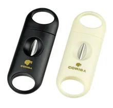Cohiba cortador de aço inoxidável, lâmina de corte v plástico para cortar charuto, ferramenta de corte, cigarros, guilhotina, bolso, zíper, cortador, imperdível