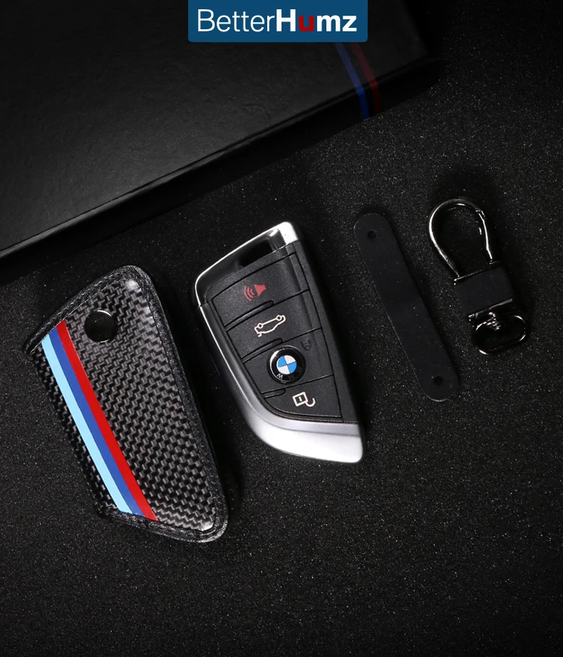 Carbon Fiber Synthetic Leather For Bmw F15 F16 F20 F45 F46 F48 F39 G30 G11 G01 G02 X5 X6 5 series Classic Design Car Key Case