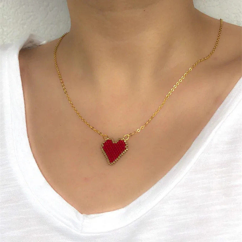 Go2hobo MIYUKI, ювелирные наборы, красное сердце, браслет для женщин, ювелирные наборы, Золотая цепочка, ожерелье, серьги-гвоздики, ручной работы, тканый подарок для девочки