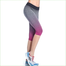 RP09 HOT Gradient Color Women Running Pants Compression capri Pants Yoga Sports Tights trousers sports legging
