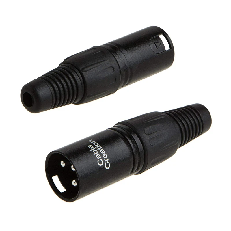

[2-PACK] 3 Pin XLR Solder Type Microphone Line Male Connector, Black Housing